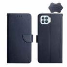 For OPPO F17 Genuine Leather Fingerprint-proof Horizontal Flip Phone Case(Blue) - 1