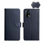 For OPPO F19 Genuine Leather Fingerprint-proof Horizontal Flip Phone Case(Blue) - 1