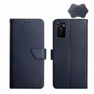 For OPPO A55S Japan Version Genuine Leather Fingerprint-proof Horizontal Flip Phone Case(Blue) - 1