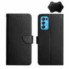 For OPPO Reno5 Genuine Leather Fingerprint-proof Horizontal Flip Phone Case(Black) - 1