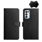 For OPPO Reno5 Pro Genuine Leather Fingerprint-proof Horizontal Flip Phone Case(Black) - 1