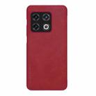 For OnePlus 10 Pro NILLKIN QIN Series Crazy Horse Texture Leather Phone Case(Red) - 1