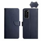 For Huawei P40 Genuine Leather Fingerprint-proof Horizontal Flip Phone Case(Blue) - 1