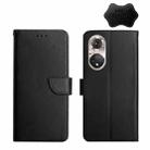 For Huawei P50 Genuine Leather Fingerprint-proof Horizontal Flip Phone Case(Black) - 1