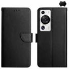 For Huawei P60 Pro Genuine Leather Fingerprint-proof Horizontal Flip Phone Case(Black) - 1