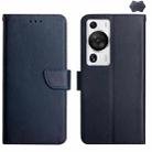 For Huawei P60 Pro Genuine Leather Fingerprint-proof Horizontal Flip Phone Case(Blue) - 1