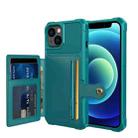 For iPhone 13 mini Magnetic Wallet Card Bag Leather Case (Cyan) - 1