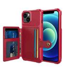 For iPhone 13 Magnetic Wallet Card Bag Leather Case(Red) - 1