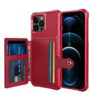 For iPhone 13 Pro Magnetic Wallet Card Bag Leather Case (Red) - 1