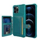 For iPhone 13 Pro Magnetic Wallet Card Bag Leather Case (Cyan) - 1