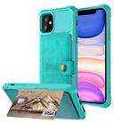 For iPhone 11 Magnetic Wallet Card Bag Leather Case (Cyan) - 1
