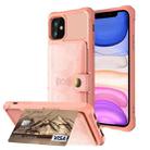 For iPhone 11 Magnetic Wallet Card Bag Leather Case (Rose Gold) - 1