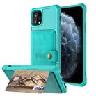For iPhone 11 Pro Magnetic Wallet Card Bag Leather Case (Cyan) - 1