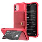 For iPhone X / XS Magnetic Wallet Card Bag Leather Case(Red) - 1