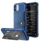 For iPhone X / XS Magnetic Wallet Card Bag Leather Case(Navy Blue) - 1