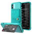 For iPhone X / XS Magnetic Wallet Card Bag Leather Case(Cyan) - 1