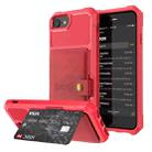 For iPhone SE 2022 / SE 2020 / 8 / 7 Magnetic Wallet Card Bag Leather Case(Red) - 1