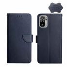 For Xiaomi Redmi Note 10 Genuine Leather Fingerprint-proof Horizontal Flip Phone Case(Blue) - 1