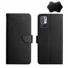 For Xiaomi Redmi Note 10 5G Genuine Leather Fingerprint-proof Horizontal Flip Phone Case(Black) - 1