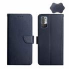 For Xiaomi Redmi Note 10 5G Genuine Leather Fingerprint-proof Horizontal Flip Phone Case(Blue) - 1