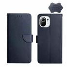 For Xiaomi Mi 11 Genuine Leather Fingerprint-proof Horizontal Flip Phone Case(Blue) - 1