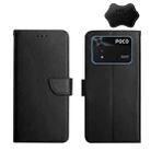 For Xiaomi Poco M4 Pro Genuine Leather Fingerprint-proof Horizontal Flip Phone Case(Black) - 1