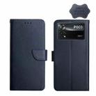 For Xiaomi Poco X4 Pro 5G Genuine Leather Fingerprint-proof Horizontal Flip Phone Case(Blue) - 1