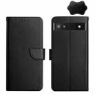 For Google Pixel 6a Genuine Leather Fingerprint-proof Horizontal Flip Phone Case(Black) - 1