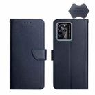 For ZTE Blade V30 Genuine Leather Fingerprint-proof Horizontal Flip Phone Case(Blue) - 1