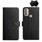 For Motorola Moto E40 Genuine Leather Fingerprint-proof Horizontal Flip Phone Case(Black) - 1