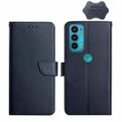 For Motorola Moto Edge 20 Genuine Leather Fingerprint-proof Horizontal Flip Phone Case(Blue) - 1