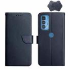 For Motorola Moto Edge 20 Pro Genuine Leather Fingerprint-proof Horizontal Flip Phone Case(Blue) - 1