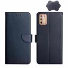 For Motorola Moto G9 Plus Genuine Leather Fingerprint-proof Horizontal Flip Phone Case(Blue) - 1