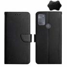 For Motorola Moto G50 Genuine Leather Fingerprint-proof Horizontal Flip Phone Case(Black) - 1