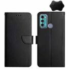 For Motorola Moto G60 Genuine Leather Fingerprint-proof Horizontal Flip Phone Case(Black) - 1