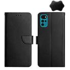 For Motorola Moto G22 Genuine Leather Fingerprint-proof Horizontal Flip Phone Case(Black) - 1