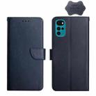 For Motorola Moto G22 Genuine Leather Fingerprint-proof Horizontal Flip Phone Case(Blue) - 1
