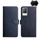 For vivo S9 Genuine Leather Fingerprint-proof Flip Phone Case(Blue) - 1