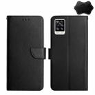 For vivo V20 Genuine Leather Fingerprint-proof Flip Phone Case(Black) - 1