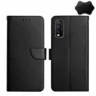 For vivo Y20 2020 / Y20s / Y20i Genuine Leather Fingerprint-proof Flip Phone Case(Black) - 1