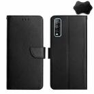 For vivo Y70s / iQOO U1 / Y51s Genuine Leather Fingerprint-proof Flip Phone Case(Black) - 1