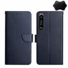 For Sony Xperia 5 III Genuine Leather Fingerprint-proof Flip Phone Case(Blue) - 1