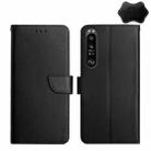 For Sony Xperia 1 IV Genuine Leather Fingerprint-proof Flip Phone Case(Black) - 1