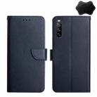 For Sony Xperia 10 IV Genuine Leather Fingerprint-proof Flip Phone Case(Blue) - 1