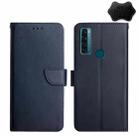 For TCL 20 SE Genuine Leather Fingerprint-proof Flip Phone Case(Blue) - 1