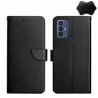 For TCL 30 SE Genuine Leather Fingerprint-proof Flip Phone Case(Black) - 1