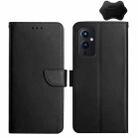 For OnePlus 9 Genuine Leather Fingerprint-proof Horizontal Flip Phone Case(Black) - 1