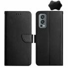 For OnePlus Nord 2 5G Genuine Leather Fingerprint-proof Horizontal Flip Phone Case(Black) - 1