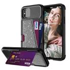 For iPhone X / XS Glitter Magnetic Card Bag Leather Case(Grey) - 1
