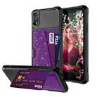 For iPhone XR Glitter Magnetic Card Bag Phone Case(Purple) - 1
